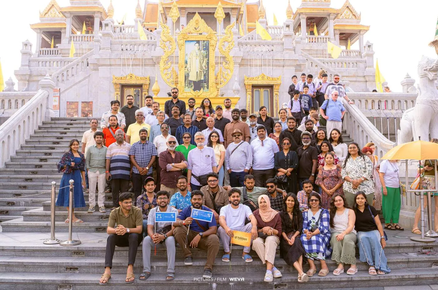 On the temple steps